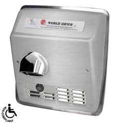 World Dryer Model XRA Automatic Hand Dryer Brushed Stainless Steel